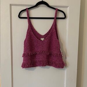 Pilcro Pink Ruffled Crop Tank Top